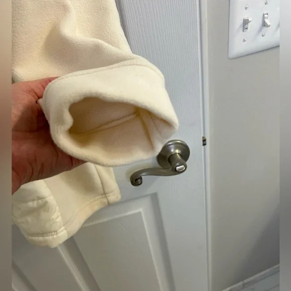 Lands End Womens Pullover XLarge Ivory white Fleece puff Quilted Turtleneck - Picture 4 of 5